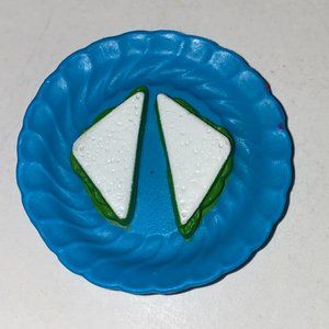 Barbie Blue Plate Sandwich Kids Toy Food Accessory Piece Pretend Play